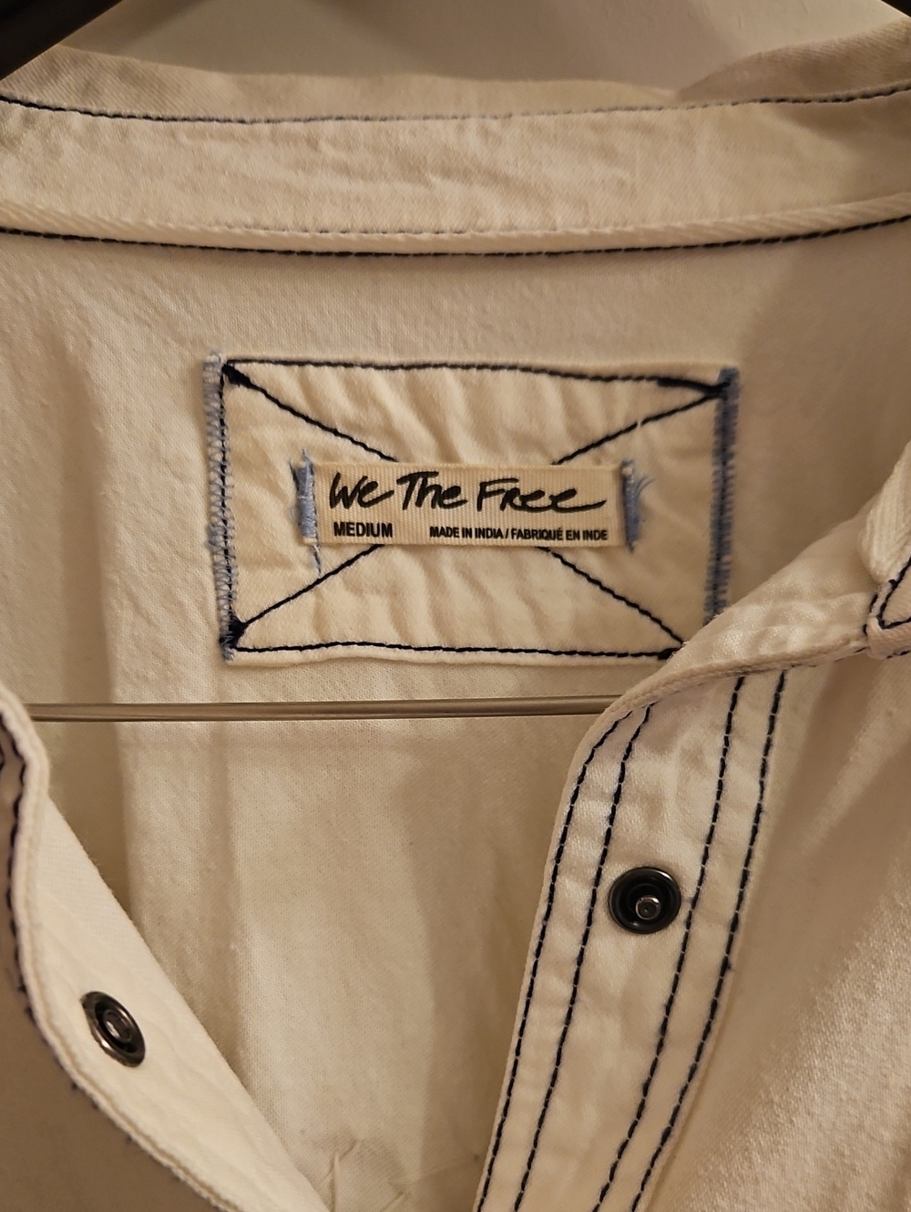 We The Free Austin Denim Jacket, Ivory, Western Studded Shirt Jacket, M - Picture 5 of 12